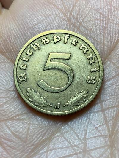 2025年第一百四十五场(总第一百七十一场）高品质英国一线回流散币年末特拍场第二场(免佣金) - 德意志第三帝国1938年5芬尼(J标，汉堡造)