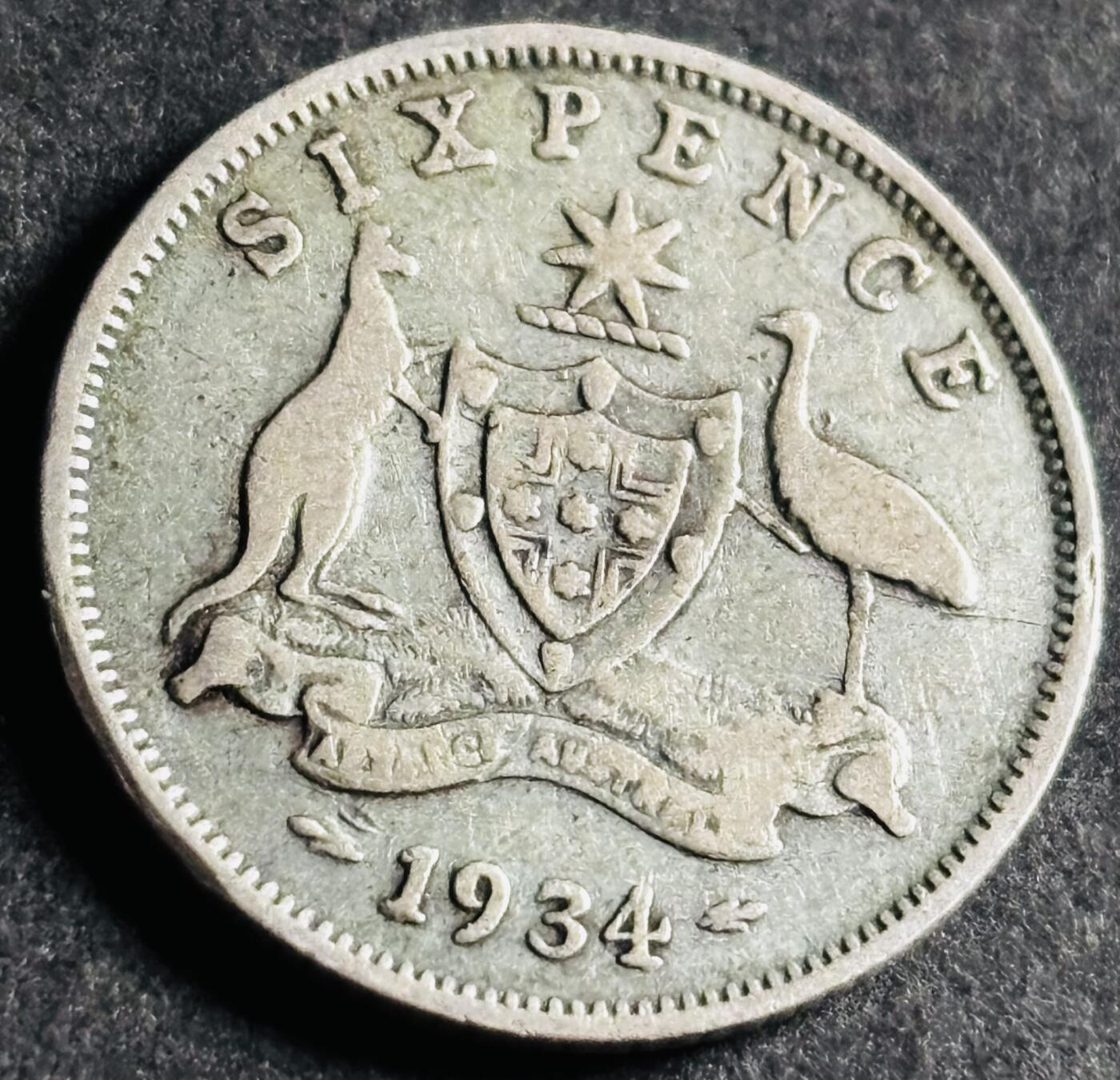 文馨钱币收藏第 286 场，圣诞节专场【 长期接收代拍品低至 0 佣金】 1934 年英属澳大利亚 6 便士银币 925 高银