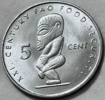 文馨钱币收藏第 286 场，圣诞节专场【 长期接收代拍品低至 0 佣金】 - 原光品相 2000 年库克 5 分 FAO 纪念币，独年份