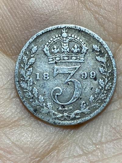 2025年第一百四十五场(总第一百七十一场）高品质英国一线回流散币年末特拍场第二场(免佣金) - 英国🇬🇧1899年3便士银币(维多利亚女王老年披纱，925高银)