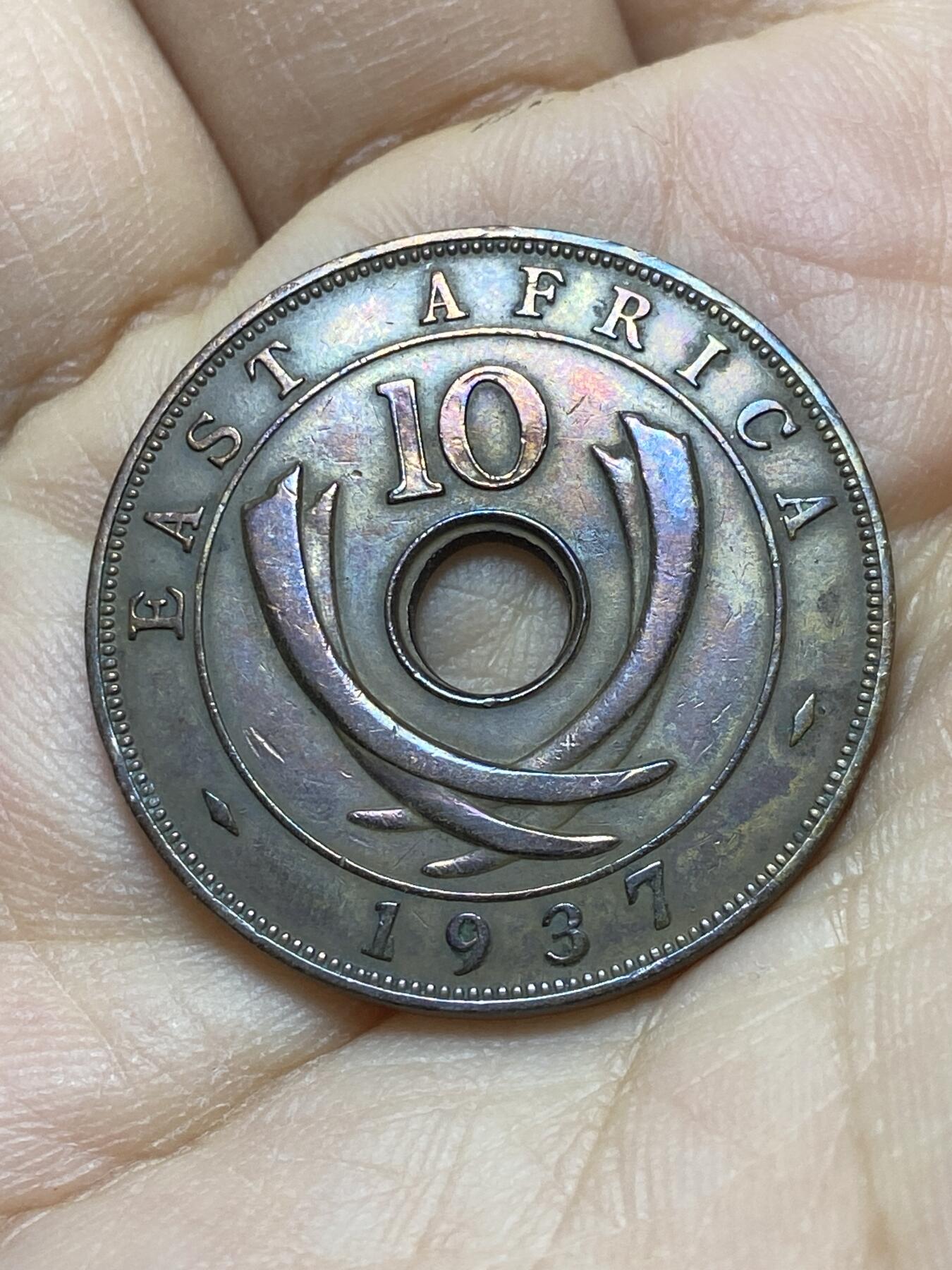 2025年第一百四十四场(总第一百七十场）品种丰富英国一线回流散币年末特拍场第一场(免佣金) 好品–英属东非1937年10分(乔治六世加冕年，第一版首发年，无标版)