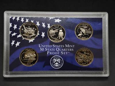 【淘币小摊】实时拍第八百三十六拍   银币套币场   满百包邮可预留二周 每周一统一发货   - 美国2002年州币5枚精制套币