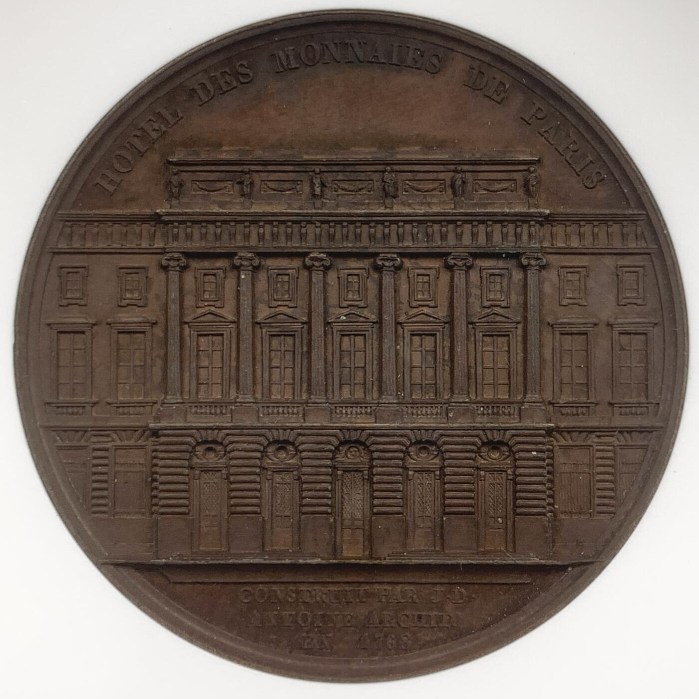 掌中浮雕-藏着的欧洲第047场 NGC MS62 : 1768年法国造币局建筑师Jacques-Denis Antoine纪念铜章，41mm