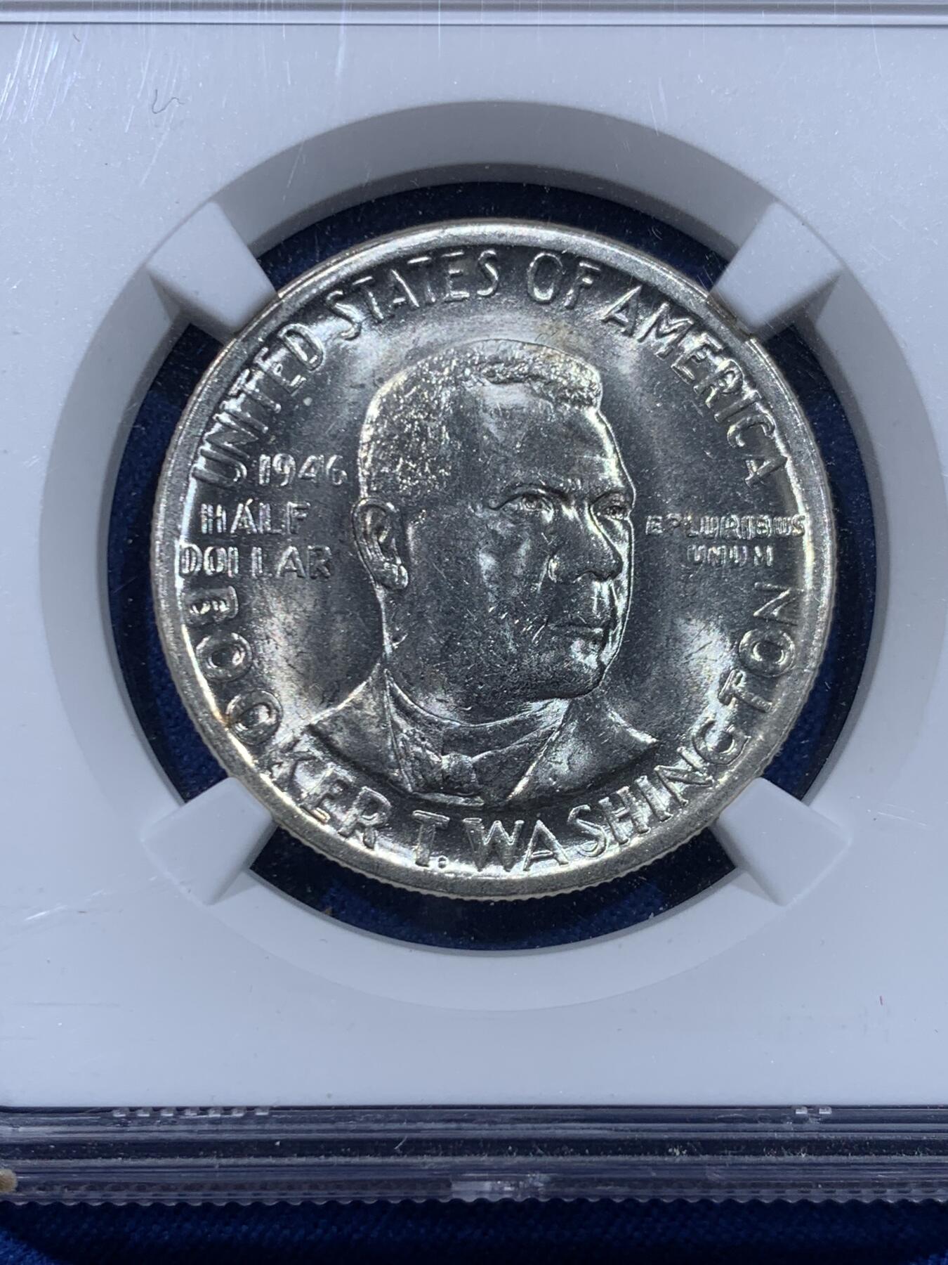 《竞宝斋》第450场 周日，周一，周二  3场连拍 （全场包邮，欢迎送拍） NGC MS63 美国1946年50美分纪念币 值得入手把玩