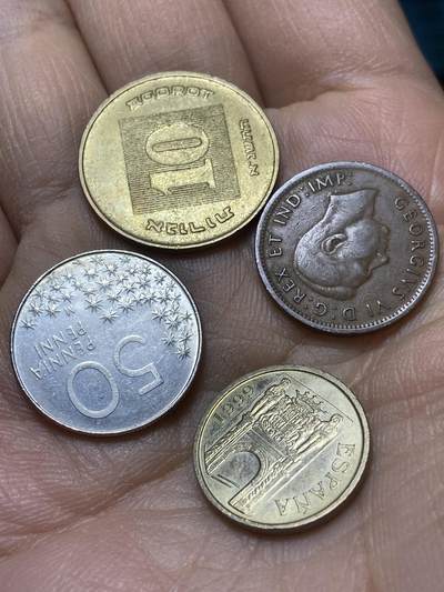 2025年第一百四十二场(总第一百六十八场）高品质英国一线回流散币年末特拍场第二场(免佣金) 散币4枚：以色列🇮🇱，加拿大🇨🇦1938年1分，西班牙🇪🇸1999年5比塞塔