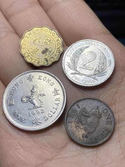 2025年第一百四十五场(总第一百七十一场）高品质英国一线回流散币年末特拍场第二场(免佣金) - 散币4枚：中国🇨🇳香港1992年1元，1982年2毫，东加勒比国家2004年2分，百慕大🇧🇲1971年1分