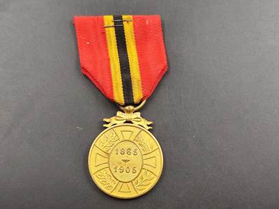 12月20日徽章钱币专场 - 比利时列奥波德奖章1905年铜制镀金