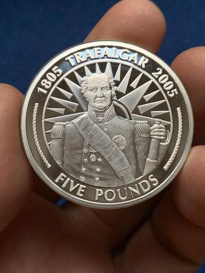 《竞宝斋》第450场 周日，周一，周二  3场连拍 （全场包邮，欢迎送拍） - 直布罗陀2005年特拉法尔加海战200周年大银币 28.25g 925银