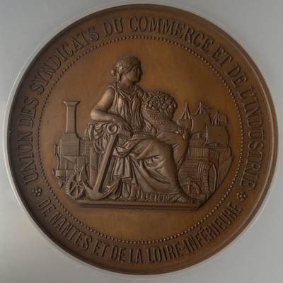 掌中浮雕-藏着的欧洲第047场 - NGC MS64 : 1903年法国南特和下卢瓦尔省工会联盟奖章，50mm