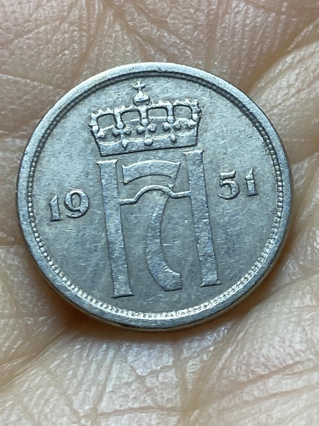 2025年第一百四十五场(总第一百七十一场）高品质英国一线回流散币年末特拍场第二场(免佣金) 挪威🇳🇴1951年10欧尔(哈康七世第六版首发年)