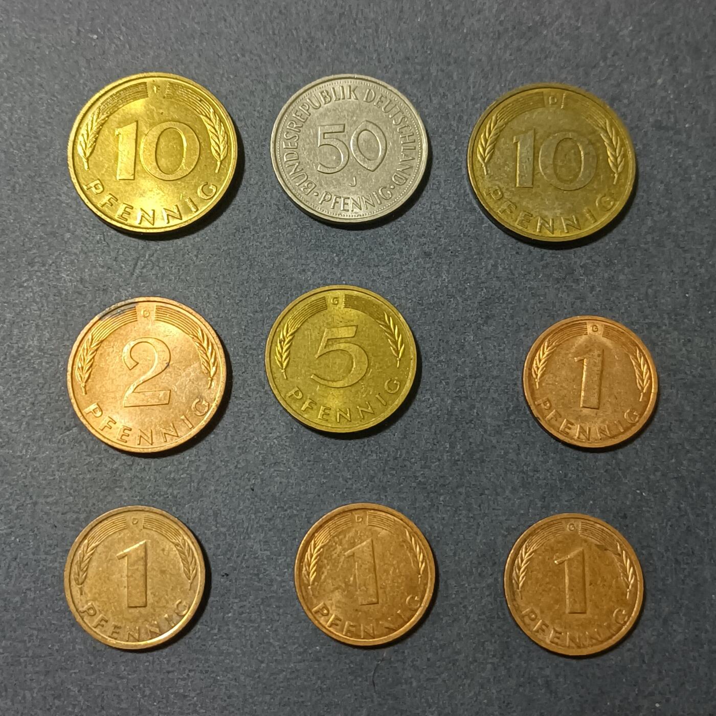 【游宝包邮场】蛇年第101期 世界各国纪念币 德国硬币 9枚