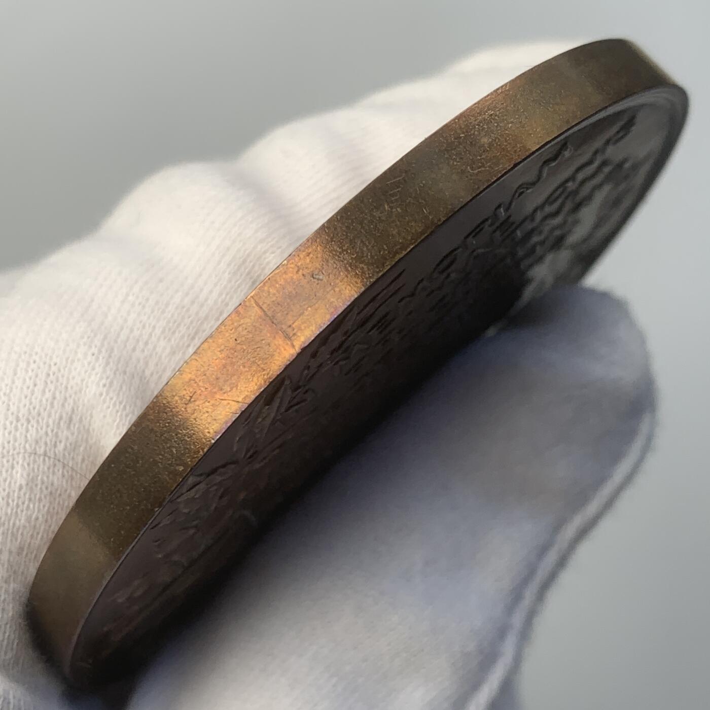 掌中浮雕-藏着的欧洲第047场 1891年瑞士联邦600周年纪念大铜章 ，69mm，A.Dubois作品，原盒变形有破损如图