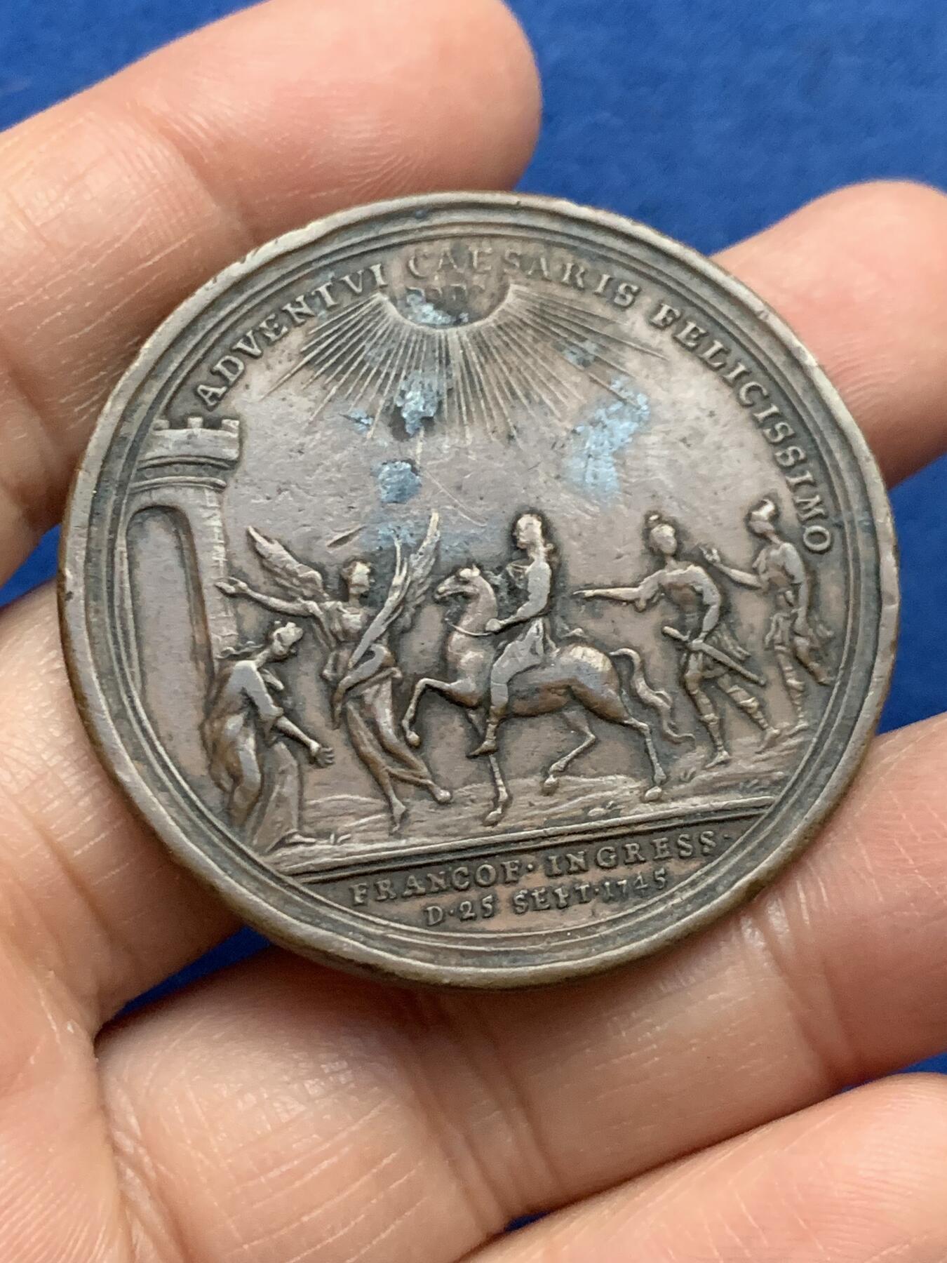 《竞宝斋》第450场 周日，周一，周二  3场连拍 （全场包邮，欢迎送拍） 神圣罗马帝国皇帝弗朗茨一世纪念铜章 31.7克 44mm