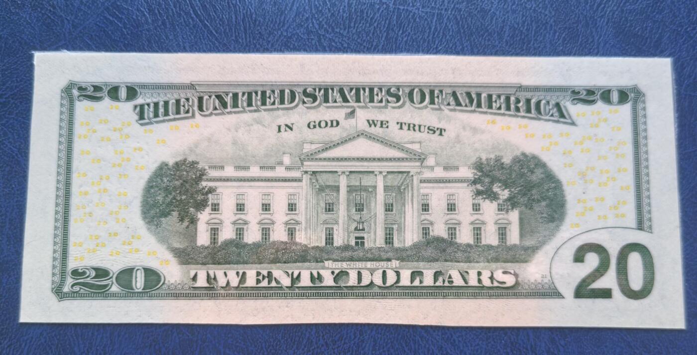 Unc 美国纸币 2004年A版 20美元纸币 星号 豹子号 纸币被塑封起来