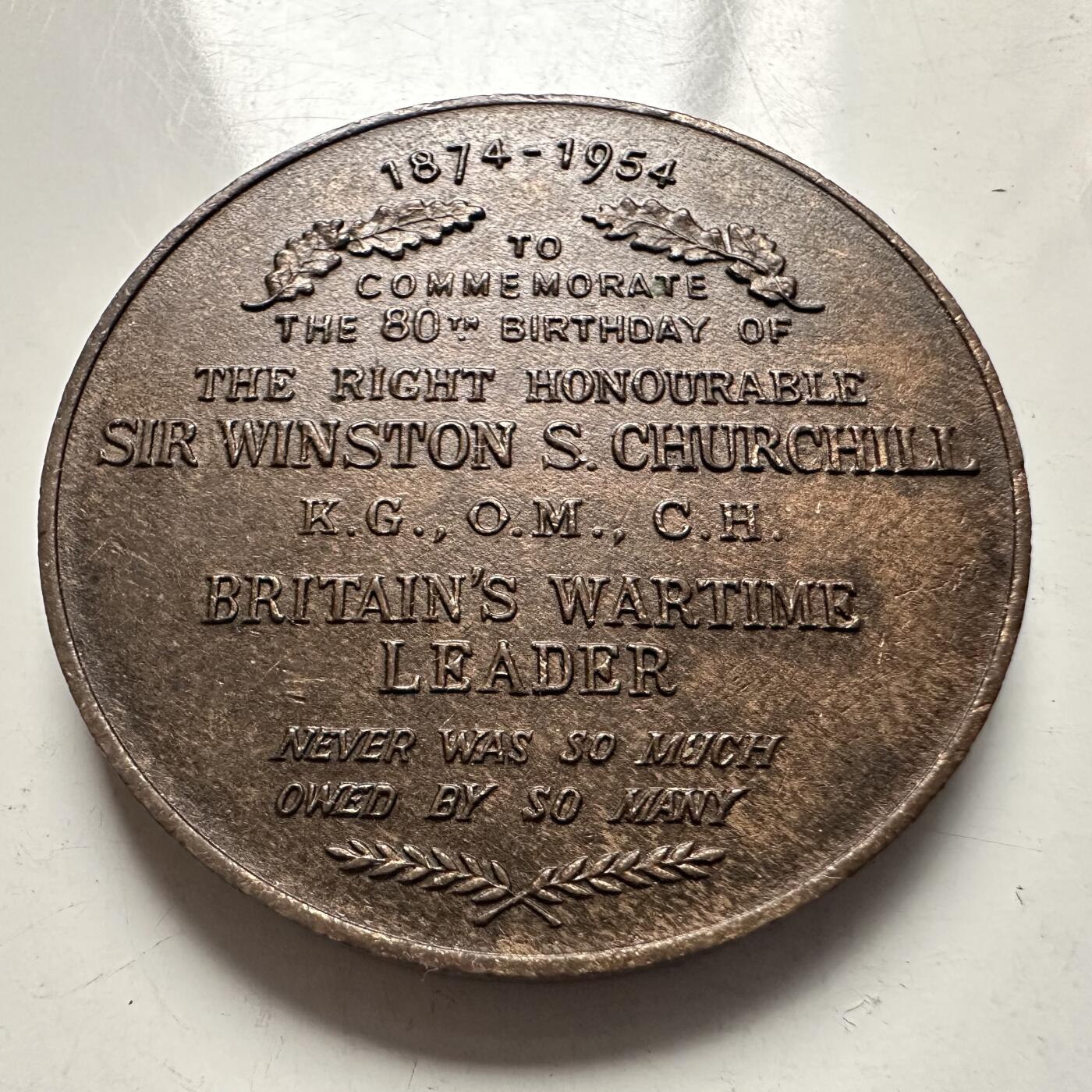 🌹外币初藏🌹🐯2025年第144场  每周二四六晚8️⃣点 接代拍 英国1954年丘吉尔80岁纪念章 37毫米23克