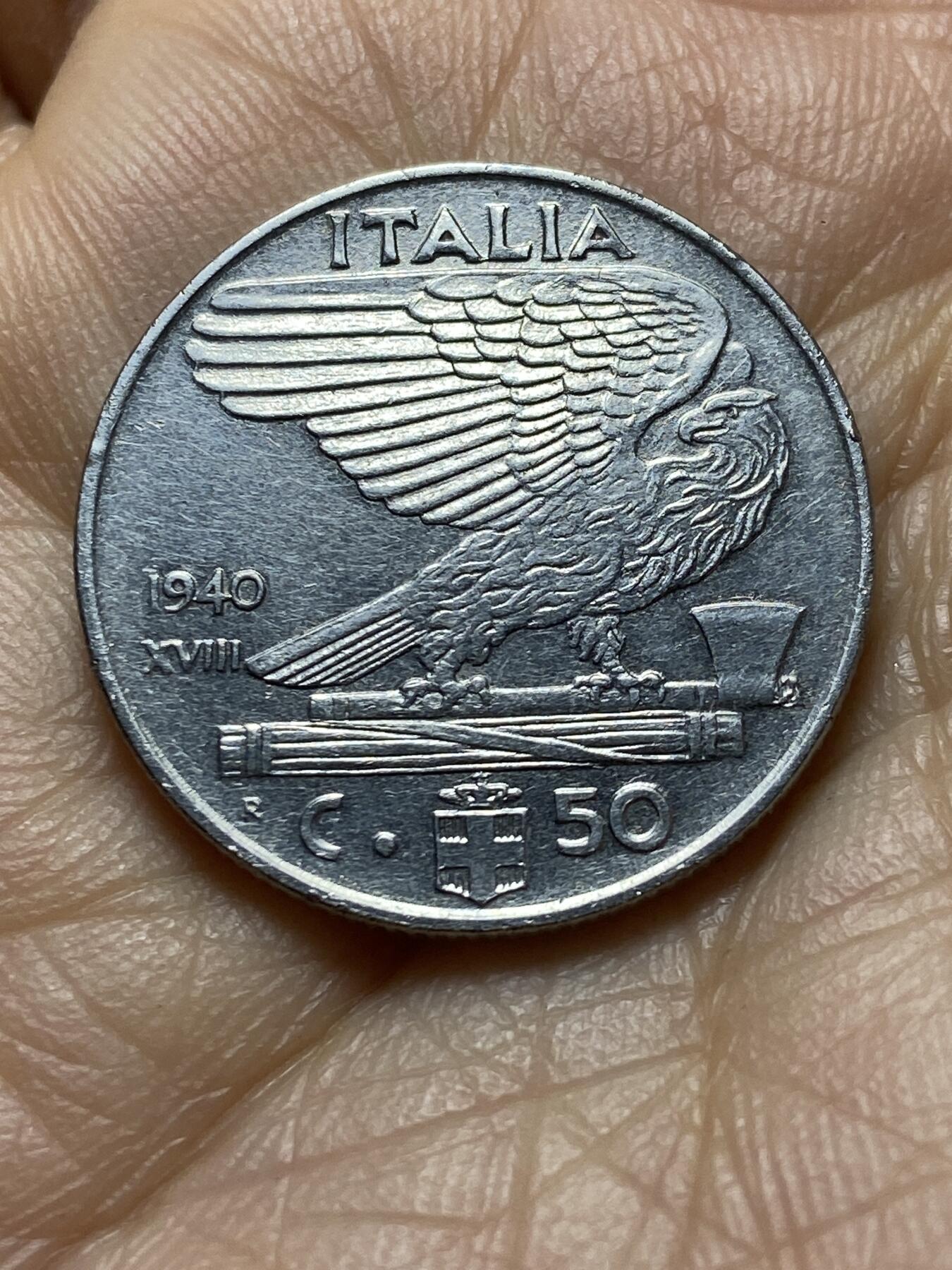 2025年第一百四十五场(总第一百七十一场）高品质英国一线回流散币年末特拍场第二场(免佣金) 意大利王国1940年50分(1940 R Yr XVIII ，维托里奥·埃马努埃莱三世第四版，有磁版)