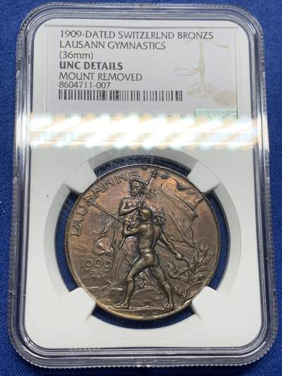 《竞宝斋》第450场 周日，周一，周二  3场连拍 （全场包邮，欢迎送拍） - NGC UNC 1909年 瑞士洛桑 城市景观铜章 超燃造型