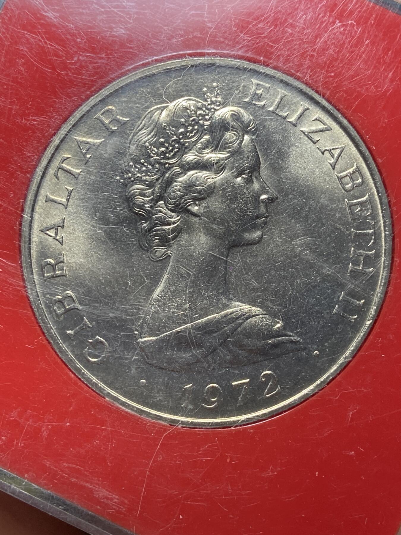 2025年第一百四十五场(总第一百七十一场）高品质英国一线回流散币年末特拍场第二场(免佣金) 英属直布罗陀🇬🇮1972年25新便士(伊丽莎白二世和菲利普亲王25周年银婚纪念币)