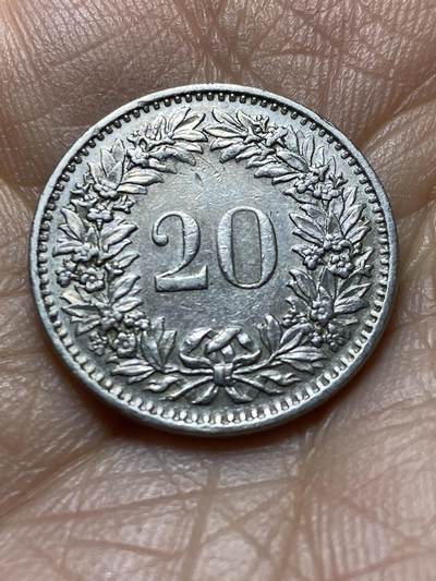 2025年第一百四十二场(总第一百六十八场）高品质英国一线回流散币年末特拍场第二场(免佣金) 瑞士🇨🇭1970年20拉彭(第三版，无标版)