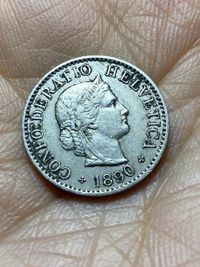 2025年第一百四十二场(总第一百六十八场）高品质英国一线回流散币年末特拍场第二场(免佣金) 稀少早期年份–瑞士🇨🇭1890年5拉彭(第二版，B标伯尔尼造)