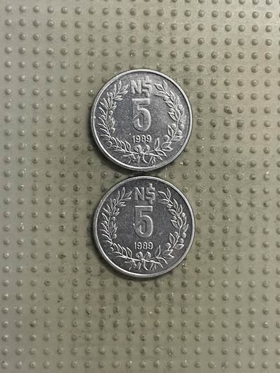 2025年第146场各国散币拍卖（总第146场） - 乌拉圭1989年5比索2枚