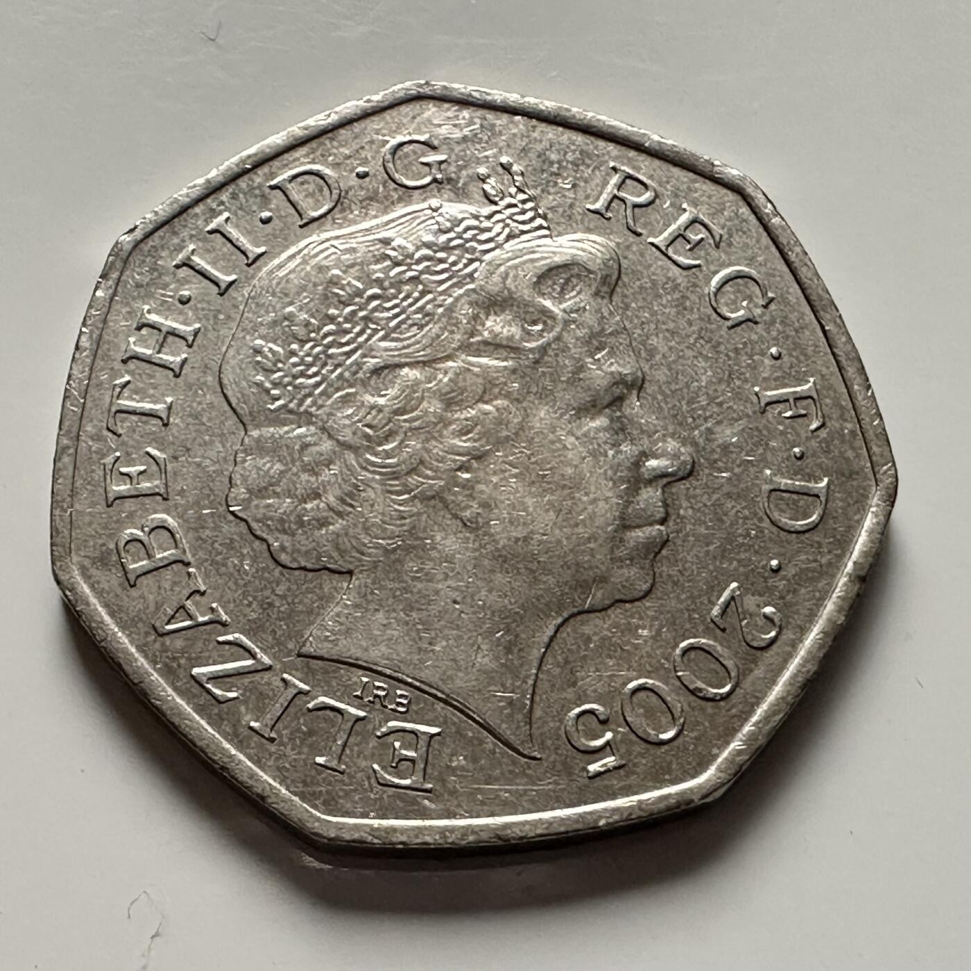 🌹外币初藏🌹🐯2025年第144场  每周二四六晚8️⃣点 接代拍 英国2005年50便士 纪念币 b