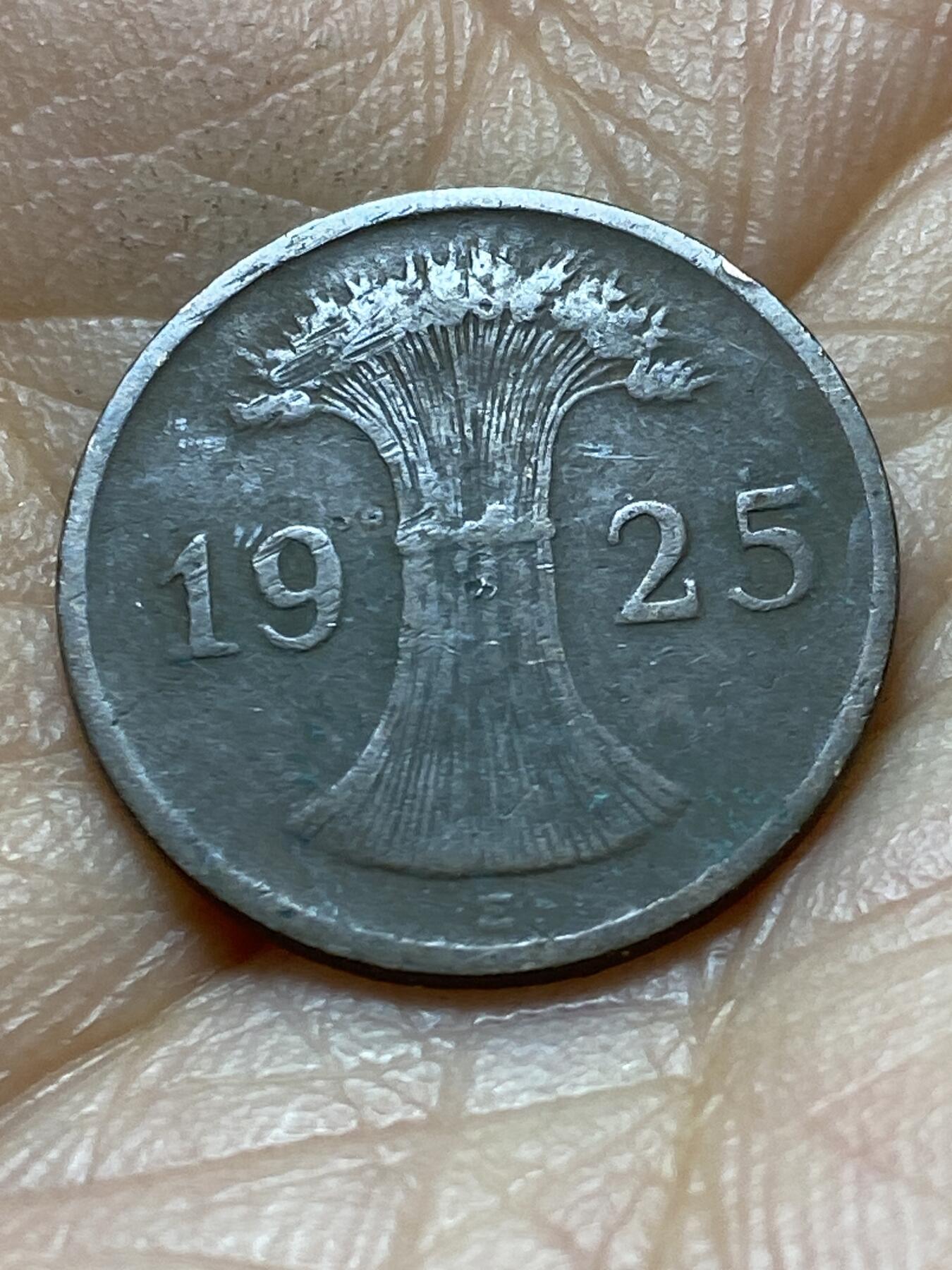 2025年第一百四十五场(总第一百七十一场）高品质英国一线回流散币年末特拍场第二场(免佣金) 德意志魏玛共和国1925年1芬尼(E标，穆尔登许滕造)