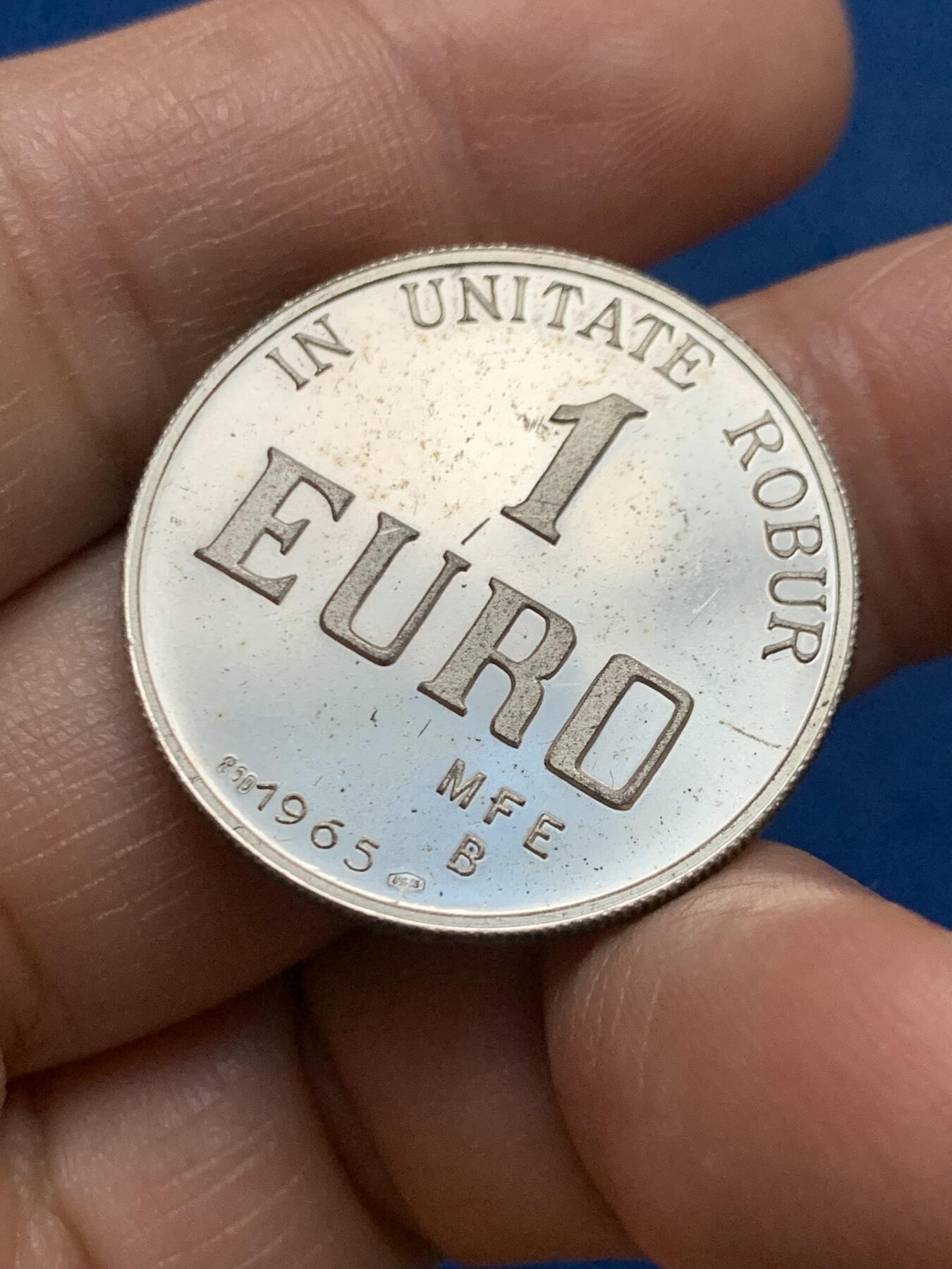 《竞宝斋》第450场 周日，周一，周二  3场连拍 （全场包邮，欢迎送拍） 意大利博洛尼亚1965年1欧元 银质 11.55克 29.2mm