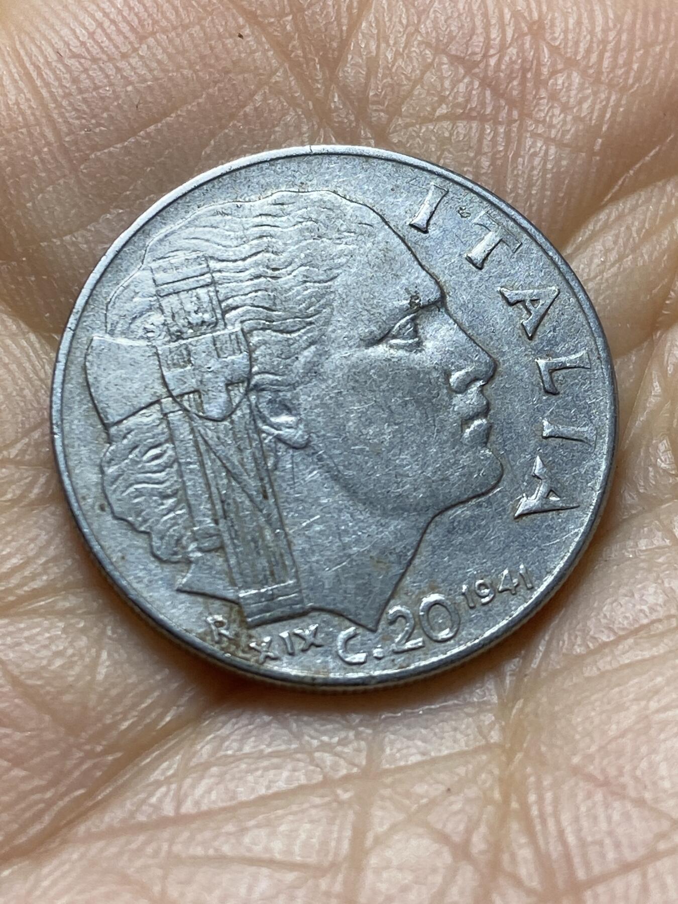 2025年第一百四十五场(总第一百七十一场）高品质英国一线回流散币年末特拍场第二场(免佣金) 意大利王国1941年20分(1941 R Yr XIX，维托里奥·埃马努埃莱三世第四套，有磁版)