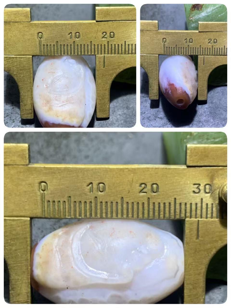 精美亚光瓷白飘朱砂点战国红玛瑙手工俏色巧雕如来佛祖意境勒子一颗！