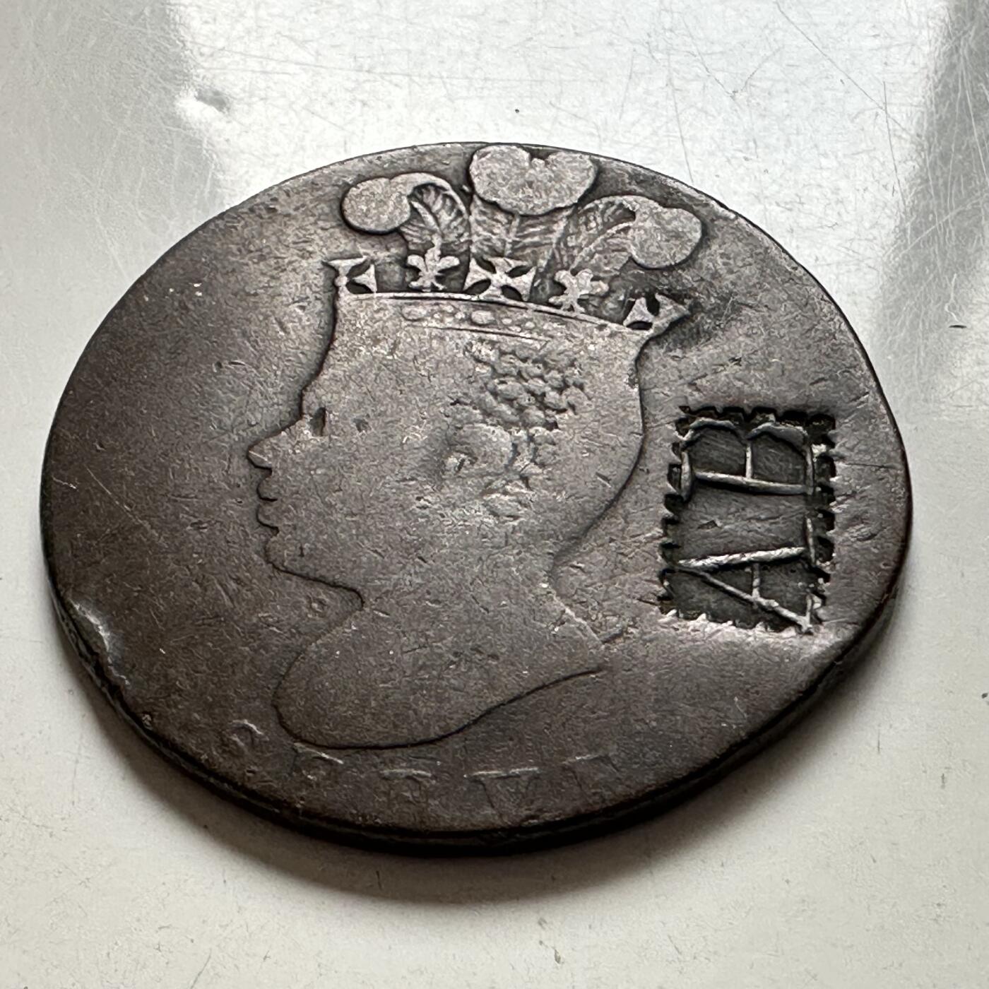 🌹外币初藏🌹🐯2025年第144场  每周二四六晚8️⃣点 接代拍 巴巴多斯1788年菠萝一便士 少见品种有加盖戳记