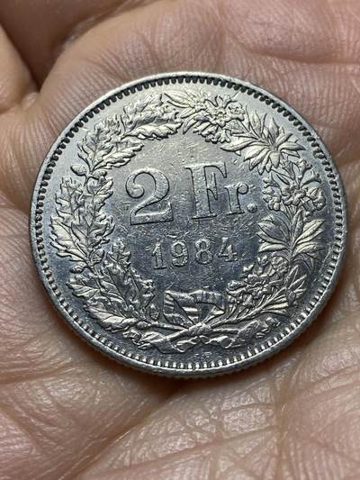 2025年第一百四十五场(总第一百七十一场）高品质英国一线回流散币年末特拍场第二场(免佣金) - 瑞士🇨🇭1984年2法郎(第五版，无标版)