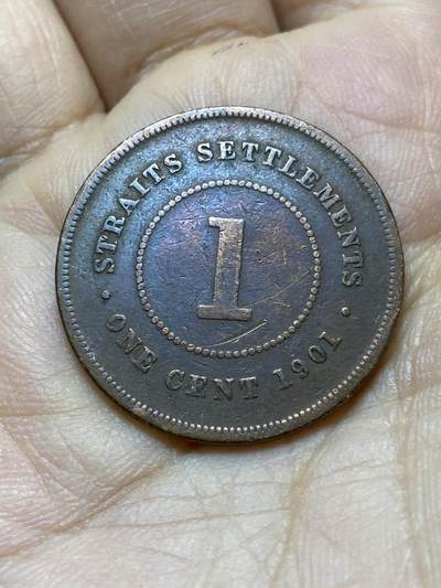 2025年第一百四十四场(总第一百七十场）品种丰富英国一线回流散币年末特拍场第一场(免佣金) - 英属海峡殖民地1901年1分(维多利亚女王逝世年，第五版关门年)