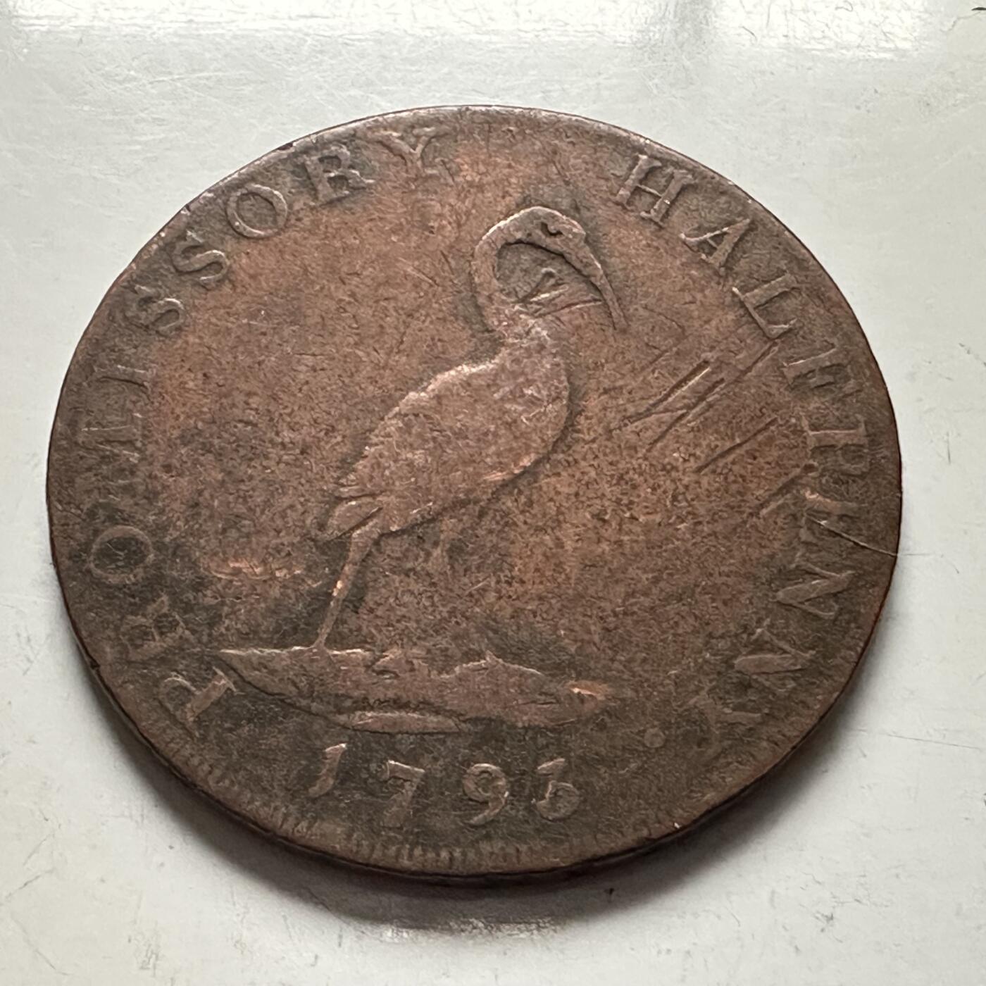 🌹外币初藏🌹🐯2025年第144场  每周二四六晚8️⃣点 接代拍 1793年英国汉普郡彼得斯菲尔德半便士贸易代币