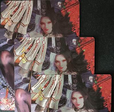 花开卡拍第53期（12月28号周日截拍，品控勿拍!!!拍品不寄存，运费5元，自制卡难免瑕疵，可能存在轻微撞角爆边等出厂瑕疵，品控介意勿拍！） - 星宿文创媚玄鉴  黑白无常之范无咎 浮雕折光三渐变 3张