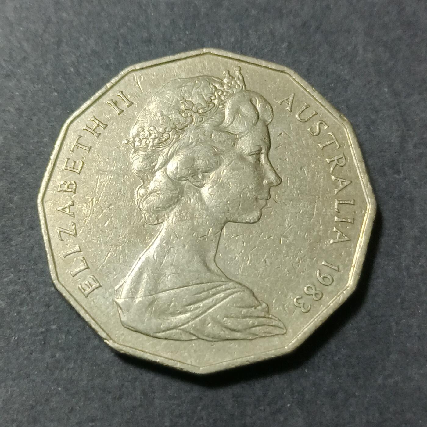 【游宝包邮场】蛇年第101期 世界各国纪念币 澳大利亚-50分 1983年