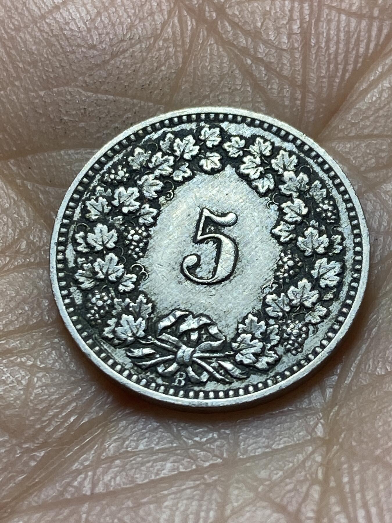 2025年第一百四十五场(总第一百七十一场）高品质英国一线回流散币年末特拍场第二场(免佣金) 稀少早期年份–瑞士🇨🇭1890年5拉彭(第二版，B标伯尔尼造)