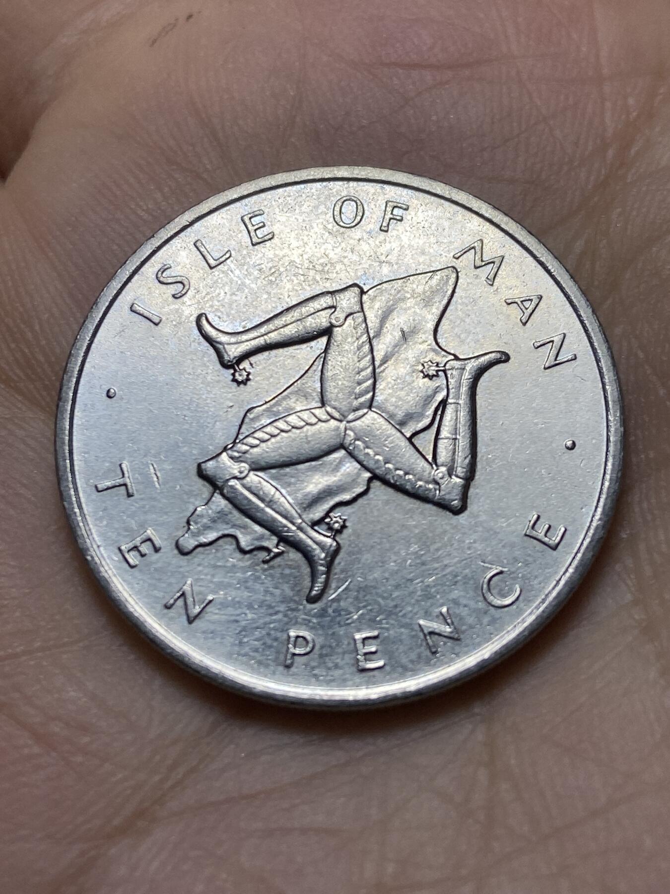 2025年第一百四十四场(总第一百七十场）品种丰富英国一线回流散币年末特拍场第一场(免佣金) 英属马恩岛🇮🇲1976年10便士(伊丽莎白二世中年花冠，十进制第二套第一版，带有普乔伊厂PM标版本，首发年)