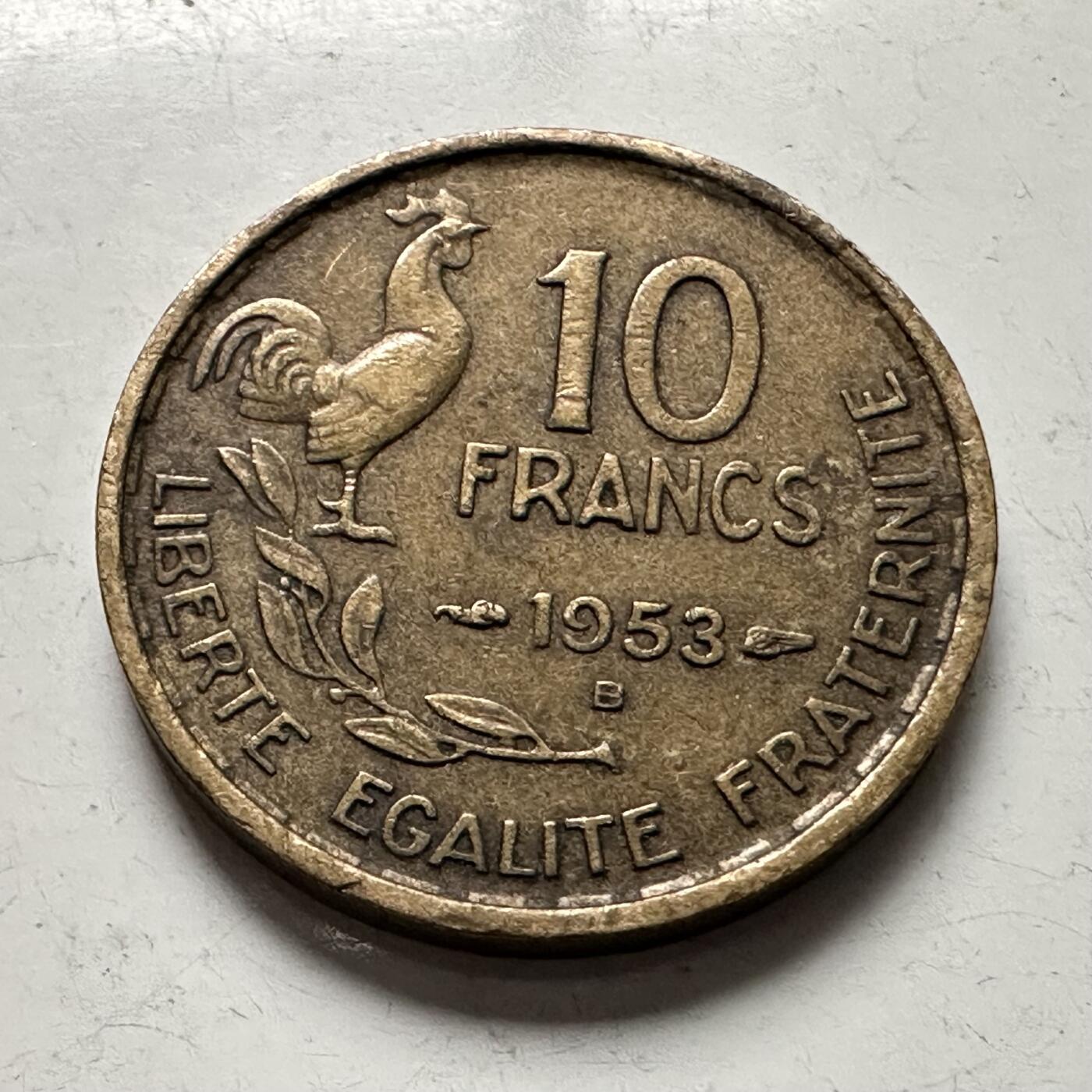 🌹外币初藏🌹🐯2025年第144场  每周二四六晚8️⃣点 接代拍 法国1953年10法郎