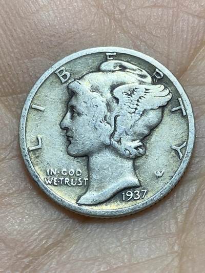 2025年第一百四十二场(总第一百六十八场）高品质英国一线回流散币年末特拍场第二场(免佣金) 美国🇺🇸1937年1角银币(墨丘利1角，900高银)