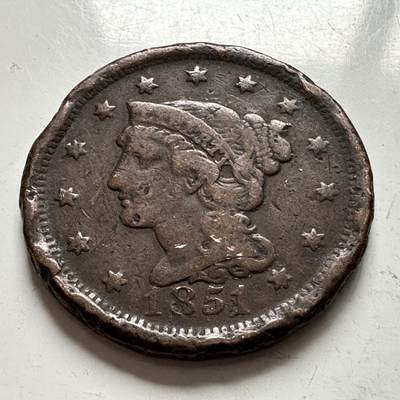🌹外币初藏🌹🐯2025年第144场  每周二四六晚8️⃣点 接代拍 - 美国1851年一美分 少见品相还过得去