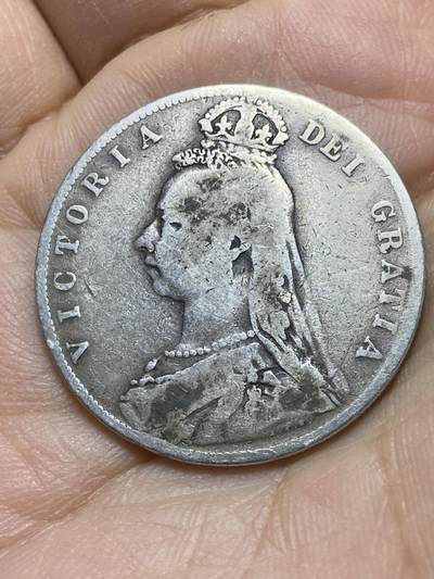 2025年第一百四十二场(总第一百六十八场）高品质英国一线回流散币年末特拍场第二场(免佣金) 英国🇬🇧1889年1/2克朗银币(维多利亚老年高冠，925高银)