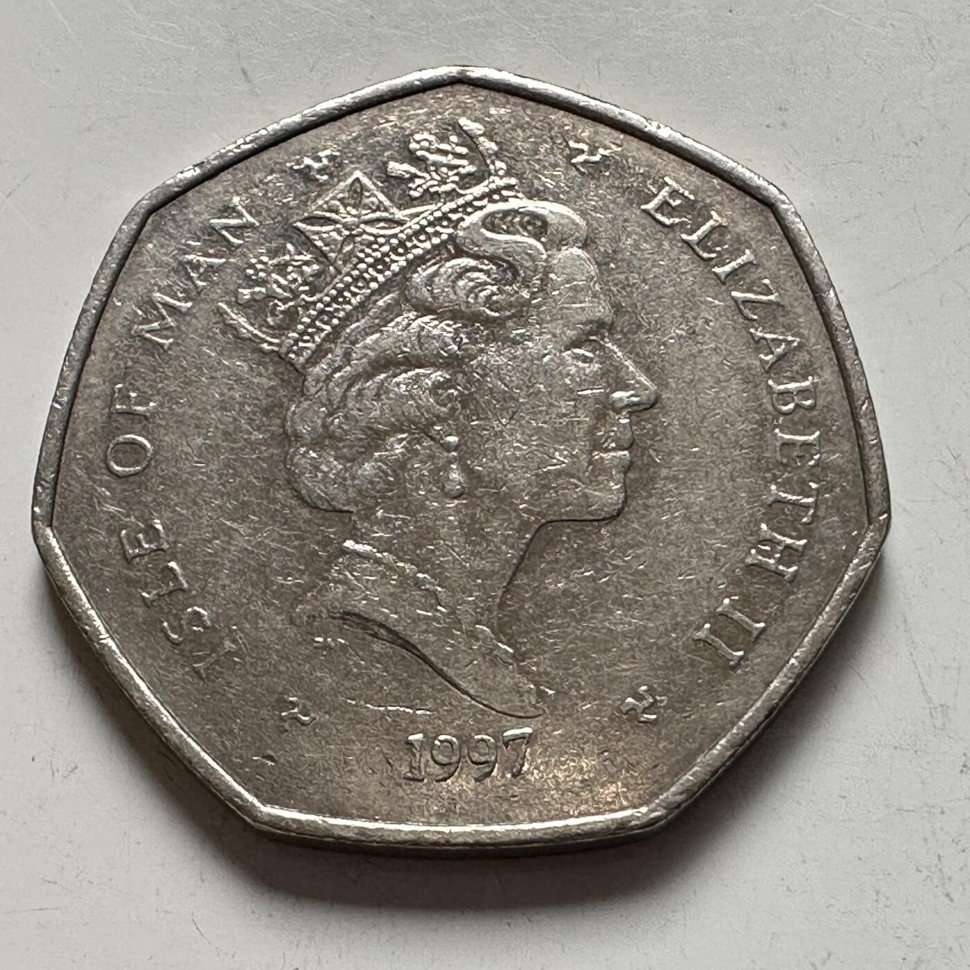 🌹外币初藏🌹🐯2025年第144场  每周二四六晚8️⃣点 接代拍 马恩岛1997年50便士 a