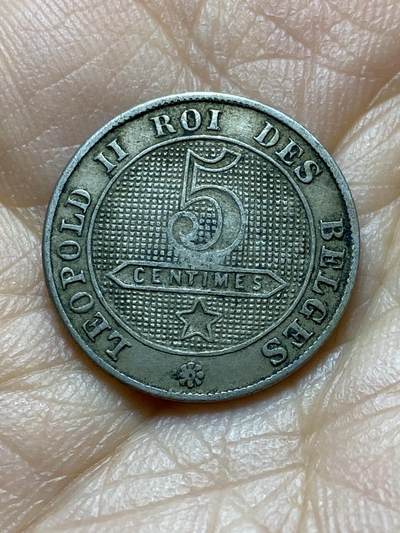 2025年第一百四十二场(总第一百六十八场）高品质英国一线回流散币年末特拍场第二场(免佣金) 比利时🇧🇪1901年5分(利奥波德二世第一版关门年，法语版)