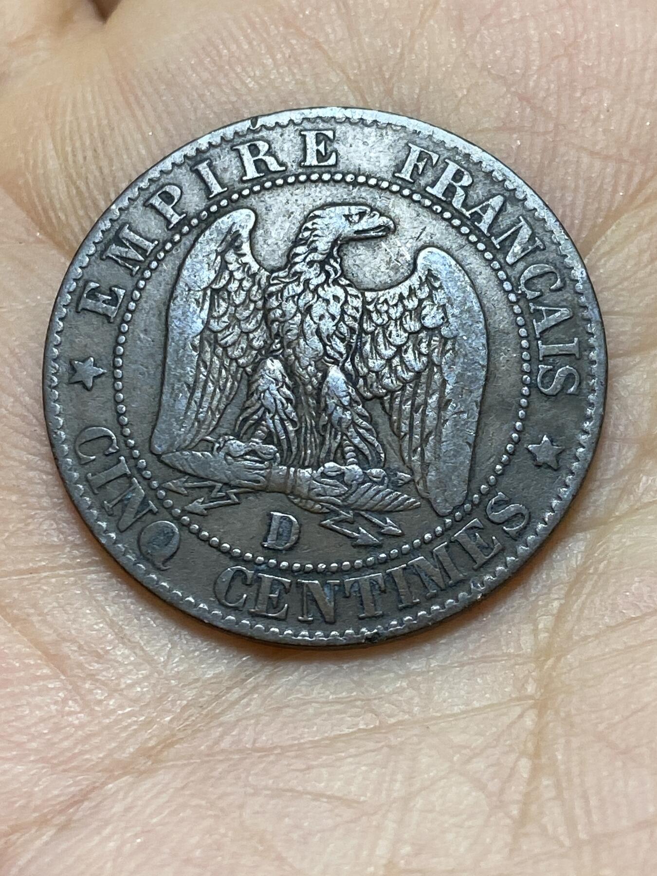 2025年第一百四十四场(总第一百七十场）品种丰富英国一线回流散币年末特拍场第一场(免佣金) 流通好品–法兰西第二帝国1856年5生丁(拿破仑三世第一版，D标里昂造)