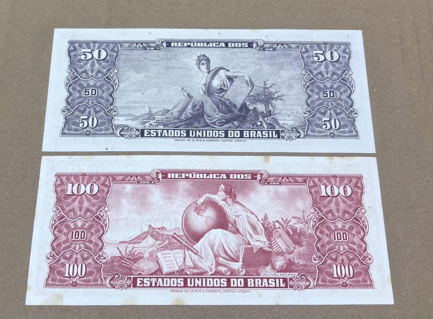 【礼羽收藏】🌏世界钱币拍卖第117期 巴西1966-1967年50 100加盖版 全新有黄斑