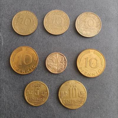 【游宝包邮场】蛇年第101期 世界各国纪念币 - 黄铜硬币 8枚