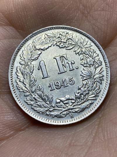 2025年第一百四十五场(总第一百七十一场）高品质英国一线回流散币年末特拍场第二场(免佣金) - 好品–瑞士🇨🇭1945年1法郎银币(第二版，B标伯尔尼造，835高银)