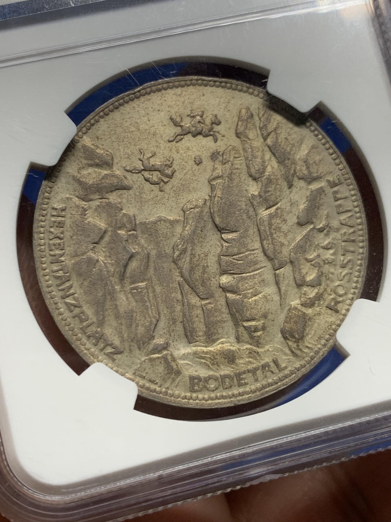 《竞宝斋》第450场 周日，周一，周二  3场连拍 （全场包邮，欢迎送拍） NGC MS61 德紧1923年德国魏玛共和国-萨克森-诺特蒙森6M铜制代用币 RR罕见珍惜帝国紧急时期代币 并且是非常稀少的镀银版本