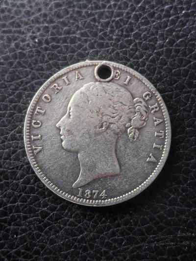 道一币馆币章第一百六十一场 - 打孔 英国1874年维多利亚女王1佛罗林银币 